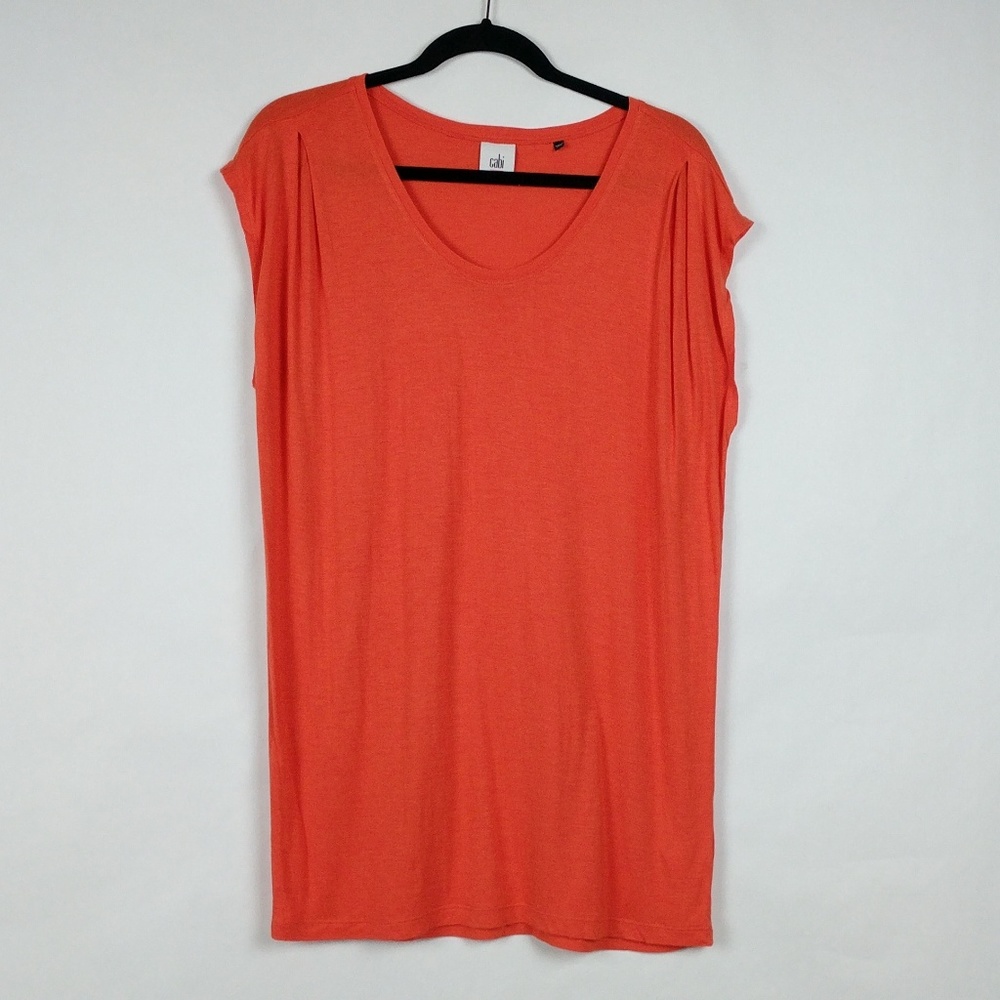 Cabi 5072 Orange Tiger Lilly U Neck Tee Top Jersey